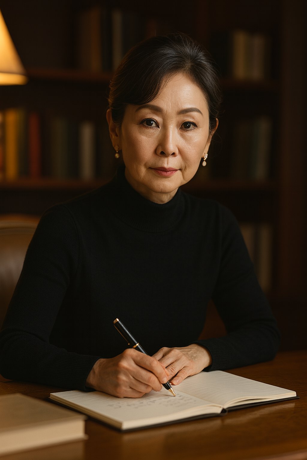 In-Hyo Bae writing at her desk